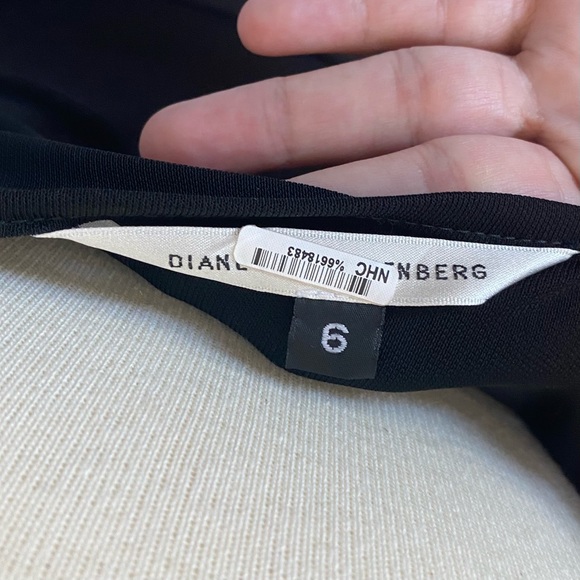 VTG Diane Von Furstenberg Dress Size 6 Black beaded Spaghetti Strap Asymmetrical - Picture 4 of 7